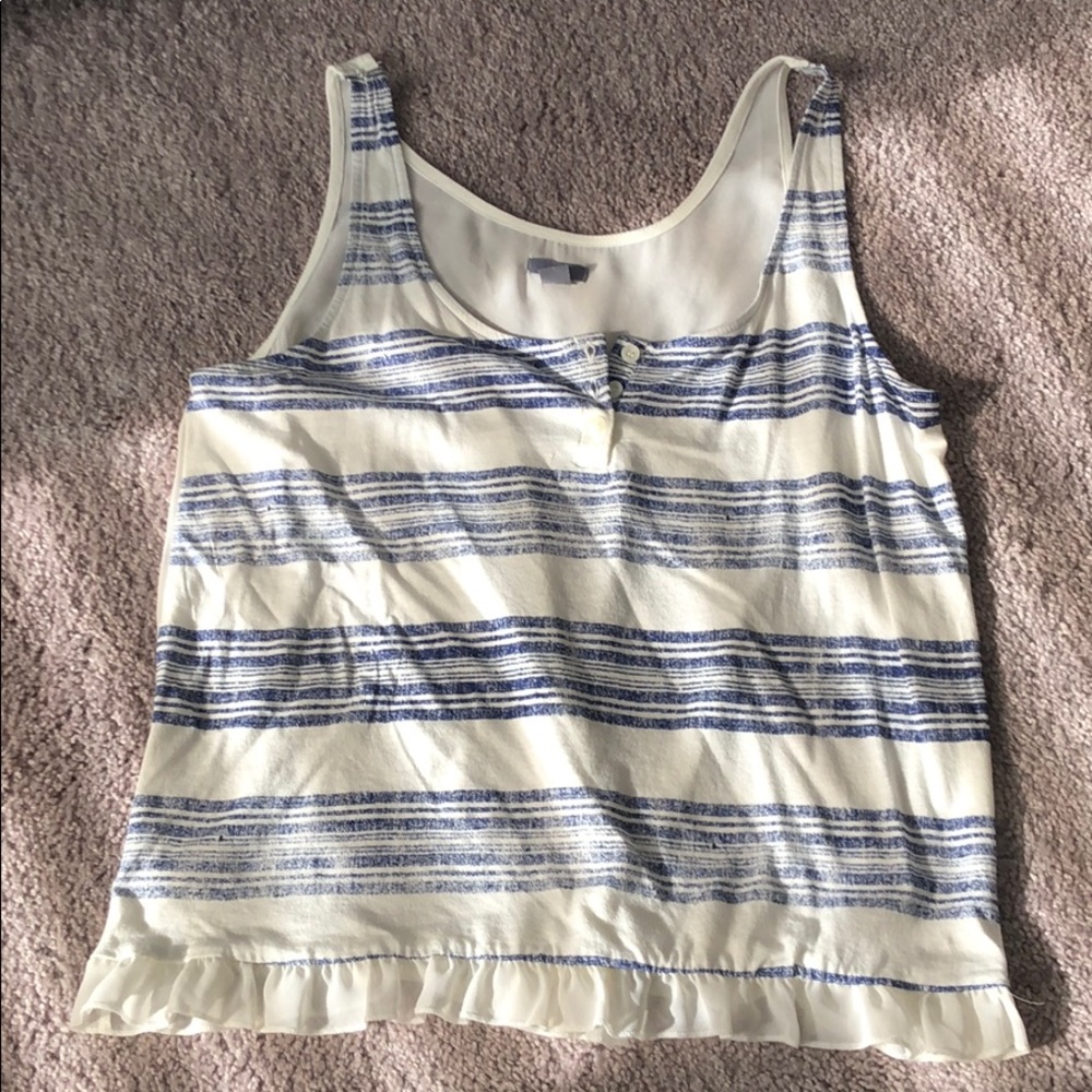 aerie 3-button blue & cream NWOT striped tank M
